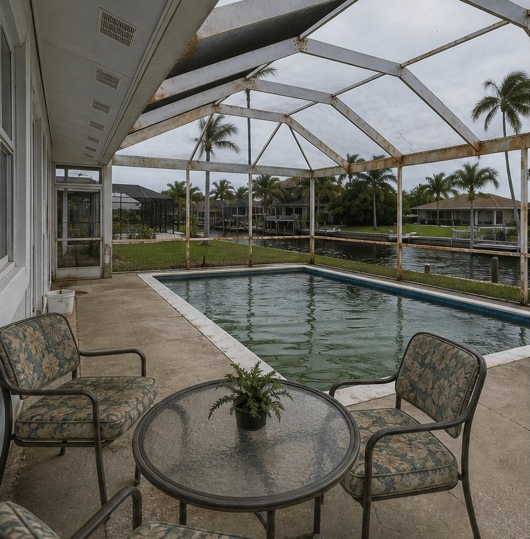 Before Pool Waterfront Cape Coral FL